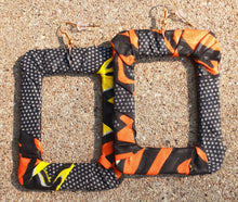 Load image into Gallery viewer, African Ankara Wax Print Africa Square Hoop Earrings Kargo Fresh