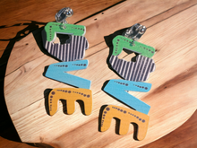 Load image into Gallery viewer, Afrocentric LOVE statement Wooden  Clip On Earrings Kargo Fresh