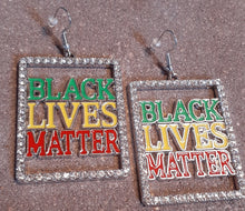 Load image into Gallery viewer, Afrocentric Rhinestone Black Lives Matter Earrings Kargo Fresh