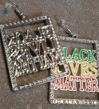 Load image into Gallery viewer, Afrocentric Rhinestone Black Lives Matter Earrings Kargo Fresh