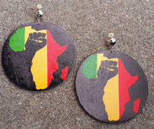 Load image into Gallery viewer, Afrocentric Wooden Black Fist Clip On Earrings Kargo Fresh