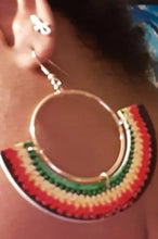 Load image into Gallery viewer, Afrocentric wooden crochet print hoop Earrings Kargo Fresh
