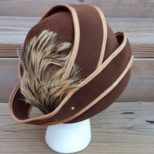 Load image into Gallery viewer, Antique 1950s Era Glam Handmade Wool and Feather Hat Kargo Fresh