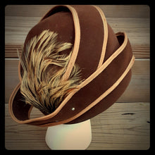 Load image into Gallery viewer, Antique 1950s Era Glam Handmade Wool and Feather Hat Kargo Fresh