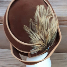 Load image into Gallery viewer, Antique 1950s Era Glam Handmade Wool and Feather Hat Kargo Fresh