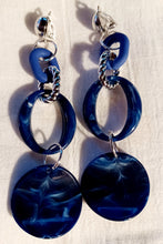 Load image into Gallery viewer, BLUE Handmade chunky acrylic clip on earrings Kargo Fresh