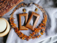 Load image into Gallery viewer, Beautiful boho hand blown glass bead necklace and clip on earrings Kargo Fresh