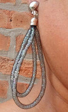 Load image into Gallery viewer, Black fish net and bead clip on hoops Kargo Fresh