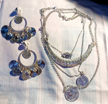 Load image into Gallery viewer, Boho coin layered necklace and clip on earrings set Kargo Fresh