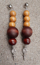 Load image into Gallery viewer, Clip On Chunky Handmade Wooden Bead and Asante Charm Earrings Kargo Fresh