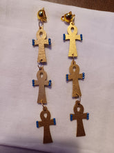 Load image into Gallery viewer, Clip on Abstract Handpainted Ankh Earrings Kargo Fresh