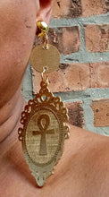 Load image into Gallery viewer, Clip on Abstract Handpainted Ankh Earrings Kargo Fresh