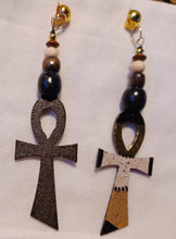 Load image into Gallery viewer, Clip on Abstract Handpainted Ankh Earrings Kargo Fresh