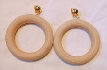 Load image into Gallery viewer, Clip on Extra large chunky handmade wooden hoop earrings Kargo Fresh