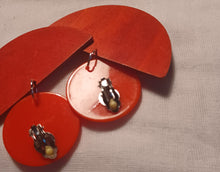 Load image into Gallery viewer, Clip on Handmade Abstract Geometric Design Wooden Earrings Kargo Fresh