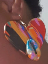 Load image into Gallery viewer, Clip on Handpainted Abstract Heart Earrings Kargo Fresh