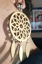 Load image into Gallery viewer, Clip on Wooden dream catcher earrings Kargo Fresh