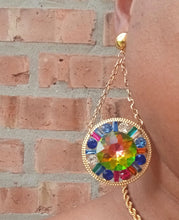 Load image into Gallery viewer, Colorful rhinestone medallion clip on earrings Kargo Fresh