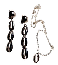 Load image into Gallery viewer, Custom cowrie shell necklace and clip on earrings set new Kargo Fresh