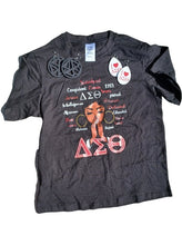 Load image into Gallery viewer, Delta Sigma Theta Soroity Tee Makeup Bag and Earrings Set M Kargo Fresh