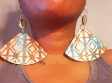 Load image into Gallery viewer, Extra Large Abstract handpainted Mudcloth print Wooden Earrings Kargo Fresh