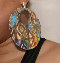 Load image into Gallery viewer, Extra Large Abstract handpainted Wooden Earrings Kargo Fresh