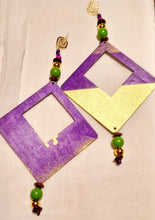 Load image into Gallery viewer, Extra Large Abstract handpainted Wooden Earrings Kargo Fresh
