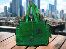 Load image into Gallery viewer, Extra Large Handmade Vintage Leather Gye Nyame Overnight Bag Kargo Fresh