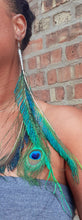 Load image into Gallery viewer, Extra Large Peacock Feather Earrings Kargo Fresh