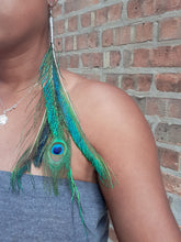 Load image into Gallery viewer, Extra Large Peacock Feather Earrings Kargo Fresh