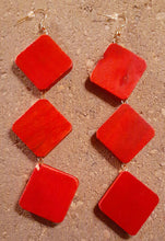 Load image into Gallery viewer, Extra Long Wooden Square Dangle Earrings Kargo Fresh