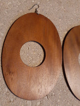 Load image into Gallery viewer, Extra large 7 inch African Mahogany Wood Earrings Kargo Fresh
