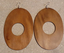 Load image into Gallery viewer, Extra large 7 inch African Mahogany Wood Earrings Kargo Fresh