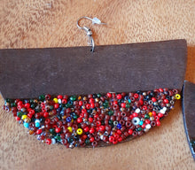 Load image into Gallery viewer, Extra large Handmade Seed Bead Wooden Disc Earrings Kargo Fresh