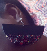 Load image into Gallery viewer, Extra large Handmade Seed Bead Wooden Disc Earrings Kargo Fresh