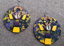 Load image into Gallery viewer, Extra large abstract handpainted handmade wooden Ankh Earrings Kargo Fresh