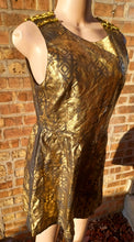 Load image into Gallery viewer, Faux leather handpainted skater dress with custom choker and earrings Kargo Fresh