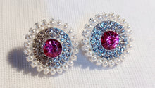 Load image into Gallery viewer, Faux pearl and rhinestone medallion stud earrings Kargo Fresh