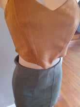 Load image into Gallery viewer, Faux suede crop top and mini skirt set new large Kargo Fresh