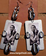 Load image into Gallery viewer, Fela Kuti Tribute Large Wooden Dangle Pop Art Earrings Kargo Fresh