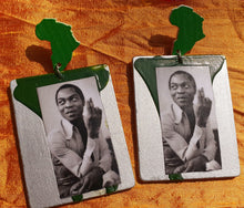 Load image into Gallery viewer, Fela Kuti Tribute Large Wooden Dangle Pop Art Earrings Kargo Fresh