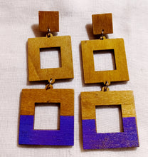 Load image into Gallery viewer, Geometric Wood Clip On Earrings Kargo Fresh