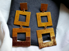 Load image into Gallery viewer, Geometric Wood Clip On Earrings Kargo Fresh