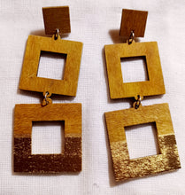 Load image into Gallery viewer, Geometric Wood Clip On Earrings Kargo Fresh