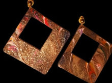 Load image into Gallery viewer, Giant Abstract Handpainted Design Wooden Clip on Earrings Kargo Fresh