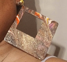 Load image into Gallery viewer, Giant Abstract Handpainted Design Wooden Clip on Earrings Kargo Fresh