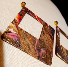 Load image into Gallery viewer, Giant Abstract Handpainted Design Wooden Clip on Earrings Kargo Fresh