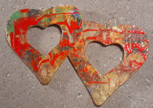 Load image into Gallery viewer, Giant Abstract Handpainted Heart Earrings Kargo Fresh