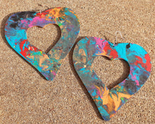 Load image into Gallery viewer, Giant Abstract Handpainted Heart Earrings Kargo Fresh