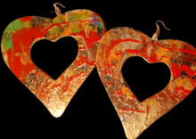 Load image into Gallery viewer, Giant Abstract Handpainted Heart Earrings Kargo Fresh